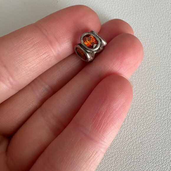 Pandora Sterling Silver 925 ALE Orange Zirconia Oval Lights Bead Charm - Picture 3 of 8